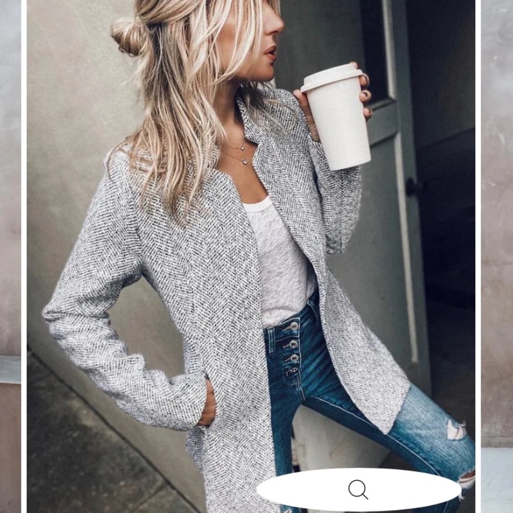 Tayshia Pocketed Coat - Heather Grey (size small)